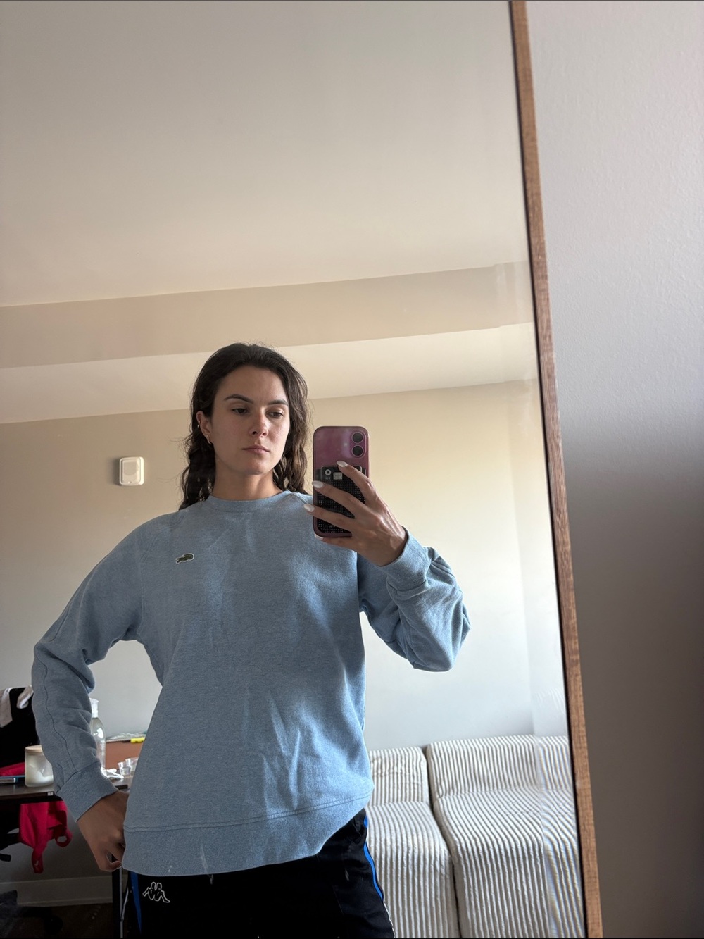 Lacoste Light Blue Crewneck Sweatshirt for Women